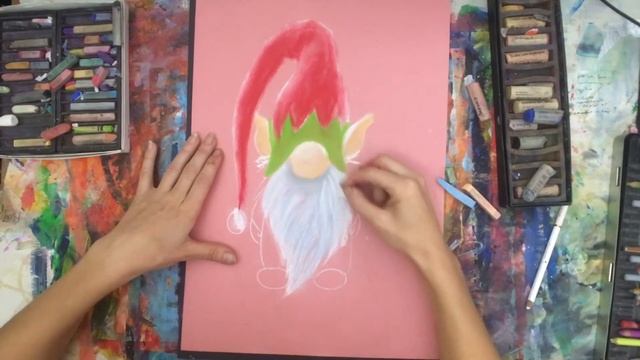EASY ART LESSON FOR KIDS How to draw a Christmas gnome #Christmasart #christmascraft #gnomeart смотреть онлайн