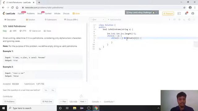 valid Palindromic check | leetcode Q solved смотреть онлайн