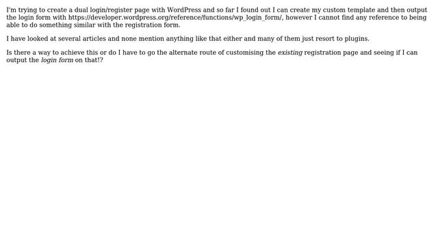 Wordpress: Anyway to output the registration form like the login form with wp_login_form()? смотреть онлайн