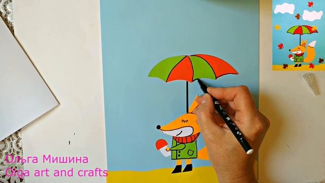 Три шикарных осенних аппликации с лисичками, лиса оригами. смотреть онлайн