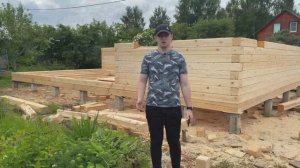 Строительство дома из бруса поэтапно | Второй день стройки