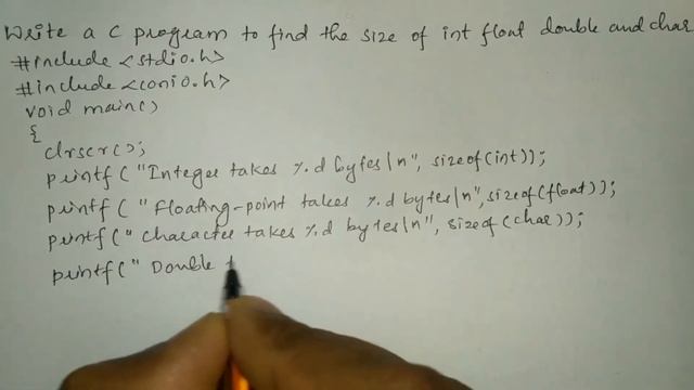 Write a c program to find the size of int float double and char | vision academy смотреть онлайн