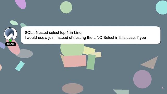 SQL : Nested select top 1 in Linq смотреть онлайн