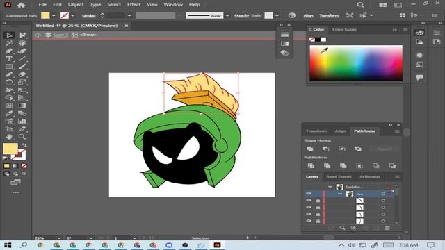 How to Freehand Draw Marvin The Martian Cartoon Speedart [ ADOBE ILLUSTRATOR ] смотреть онлайн