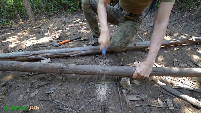 My first day in the Woods, Shelter building, Log cabin, building no talking смотреть онлайн
