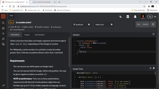 Kata 4 on Codewars: Is a number Prime? (Javascript) смотреть онлайн
