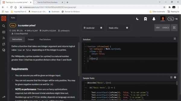 Kata 4 on Codewars: Is a number Prime? (Javascript)