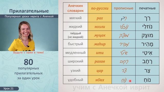 №21 повтор+прописи ПРИЛАГАТЕЛЬНЫЕ ИВРИТА║УРОКИ ИВРИТ ДЛЯ НАЧИНАЮЩИХ║УЧИМ ИВРИТ С НУЛЯ║ЯЗЫК ИВРИТ смотреть онлайн