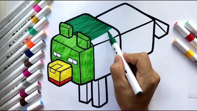 Майнкрафт раскраска для детей | Раскраска волк из майнкрафт смотреть онлайн