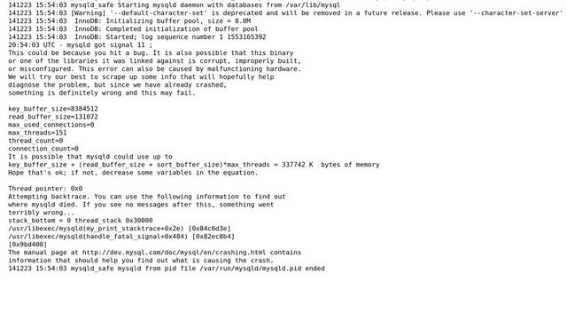 Databases: mysqld got signal 11 - it's my fault but how do I fix it? смотреть онлайн