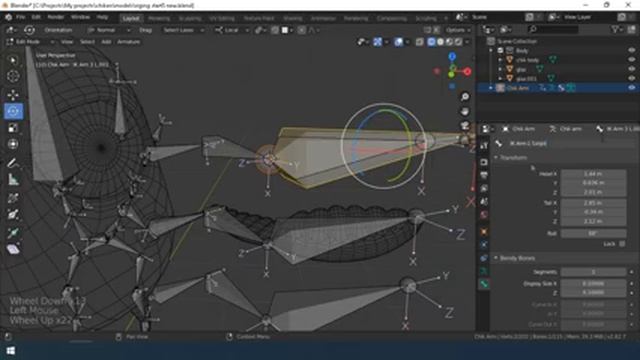Bad chick game character creation in blender 3d! Part 12. Rigging the wings смотреть онлайн
