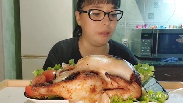 Мукбанг | Огромная запечённая курица Огарок ? | Обжор