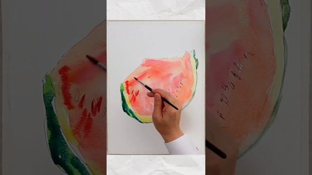 Нарисовала арбуз акварелью смотреть онлайн