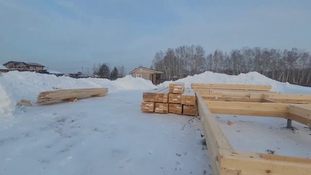 Начало возведения стен. Дом из бруса. смотреть онлайн