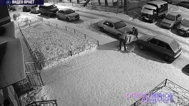 Парочка на санках притащила к подъезду дома платежный терминал, а затем хотела вскрыть смотреть онлайн