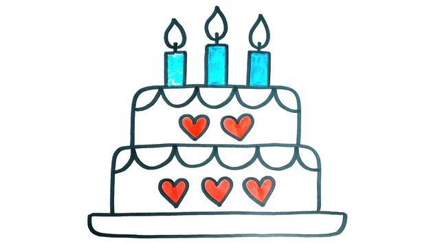 HOW TO DRAW A BIRTHDAY CAKE EASY STEP BY STEP смотреть онлайн