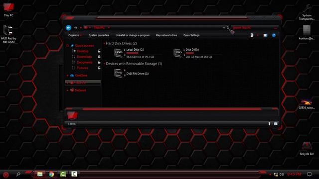 HUD Red theme for Windows 10 HUD red/black glass theme смотреть онлайн