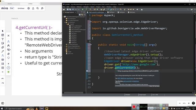 getCurrentUrl( ) method in WebDriver Interface in seleniunm смотреть онлайн