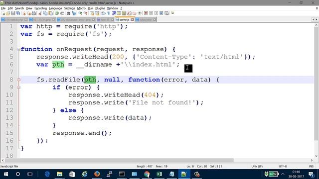 NodeJs 003 Render HTML - file system - English смотреть онлайн