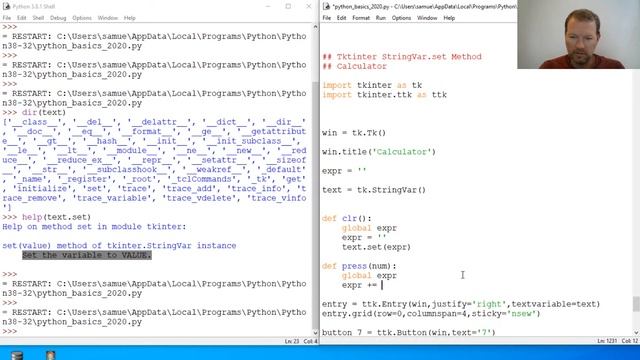Python Basics Tutorial Calculator Tkinter StringVar Set Method смотреть онлайн