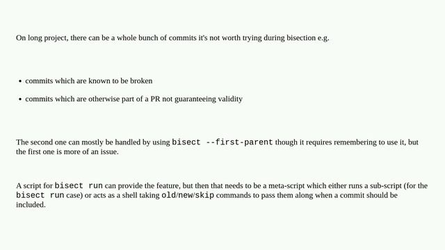 Is it possible to give git bisect a set of invalid commits to always skip? смотреть онлайн
