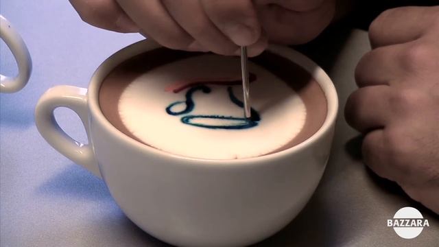 Latte Art tutorial - Coffee cup (PAINTING) смотреть онлайн
