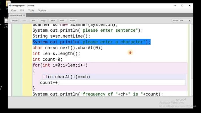 Java program to find frequency of a character in a string смотреть онлайн