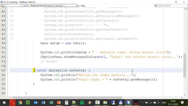 Online Kurz Java IV. Pokročilý - Ukážka - Výnimky, Chyby, Try Catch, JOptionPane, Throw смотреть онлайн
