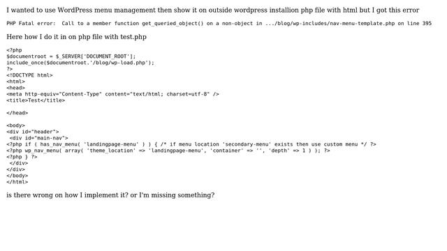Wordpress: wp_nav_menu(); Outside WordPress installation (2 Solutions!!) смотреть онлайн