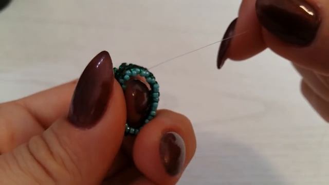 Серьги из бисера. Оплетение кабошона. Мастер класс. смотреть онлайн