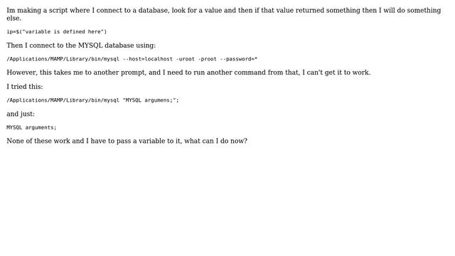 Unix & Linux: How do run MYSQL scripts from a shell script with bash variables? (2 Solutions!!) смотреть онлайн
