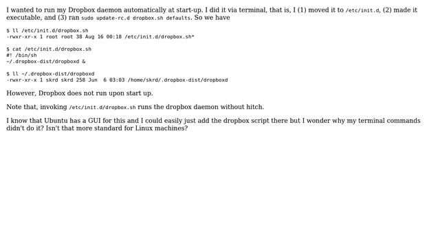 Ubuntu: Script at /etc/init.d does not run at start-up смотреть онлайн