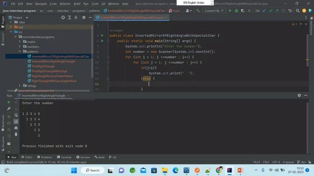 Core Java | 6 | Inverted Mirror Of Right Angle Triangle With Special Char | Pattern | Java Intervie смотреть онлайн