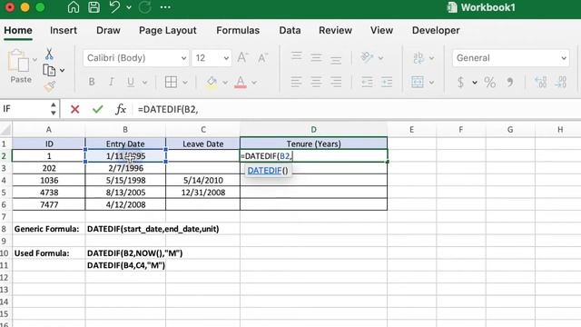 Calculate the Tenure for Staff in Months or Years in Excel смотреть онлайн