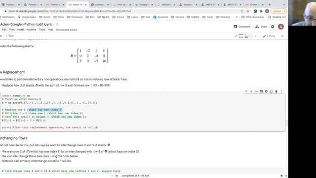 MATH 3191: Indexing, Slicing, and Elementary Row Operations in Python смотреть онлайн