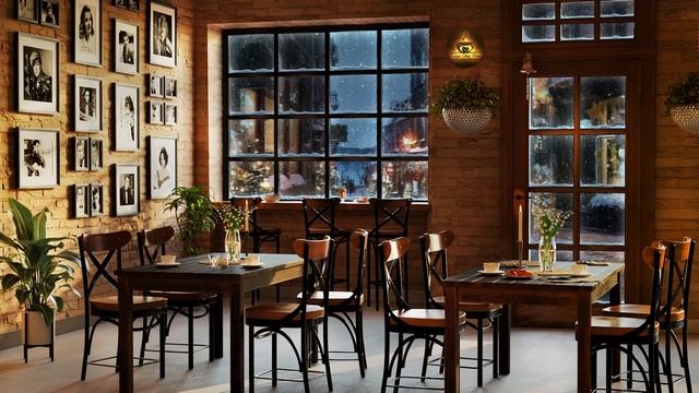 Snowy Day at Coffee Shop - Relaxing Smooth Jazz Music with Winter Vibes Ambience.mp4 смотреть онлайн