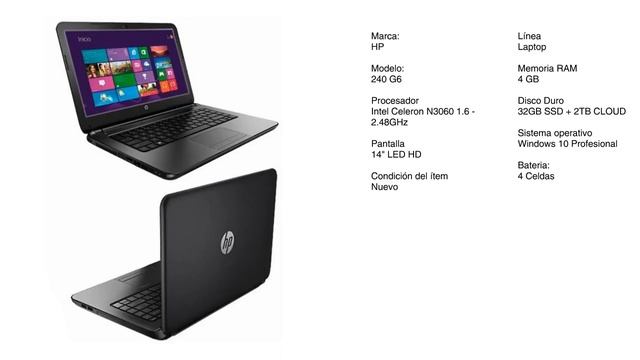 Laptop HP 240 G6 CEL N3060 4GB SSD 32GB 14" LED HD NO DVD WIN10 PRO смотреть онлайн