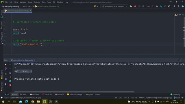 PYTHON - Expression vs Statements in Tamil [தமிழ்] #8 смотреть онлайн