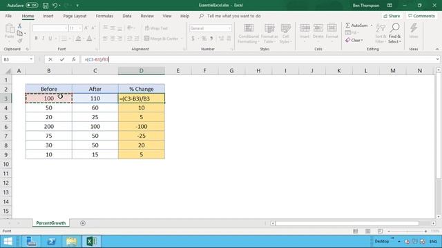 How To Calculate The Percentage Change In Excel