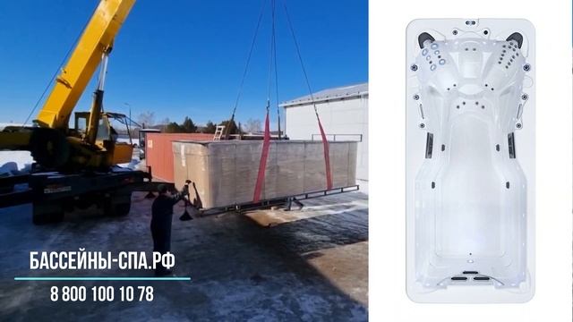 Разгрузка контейнера со спа бассейнами из Китая от фабрики Lovia Spa