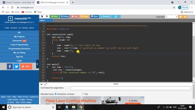 C Program to Reverse a Number || To Print Reverse Number in C programming language смотреть онлайн