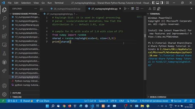 NumPy Rayleigh Distribution || random.rayleigh() & Plot || Python Numpy Tutorial in hindi #27 смотреть онлайн