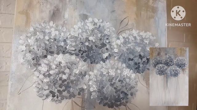 Как нарисовать абстрактные цветы акрилом , объемные цветы гортензии, DIY,нарисовать картину легко смотреть онлайн