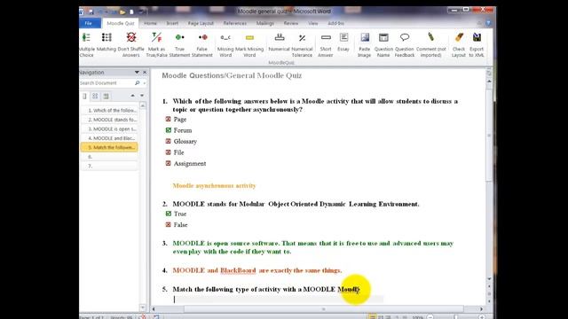 Word Quiz Template v2.1 For Moodle Quiz Question Import смотреть онлайн