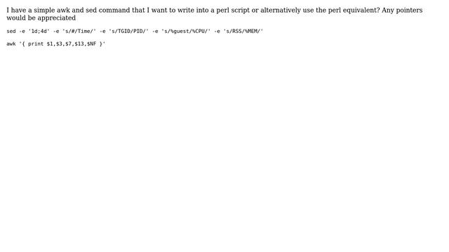 Ubuntu: Using an awk and sed command inside perl смотреть онлайн