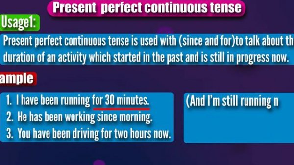 (Present perfect continuous tense)