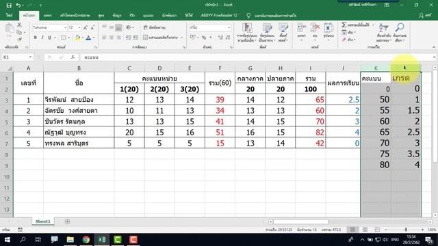 Excel ตัดเกรดนักเรียนด้วย VLOOKUP смотреть онлайн