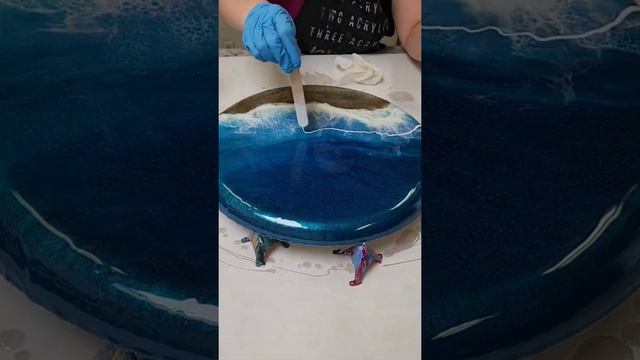 Resin ocean waves second layer! Ocean art with resin cells! смотреть онлайн