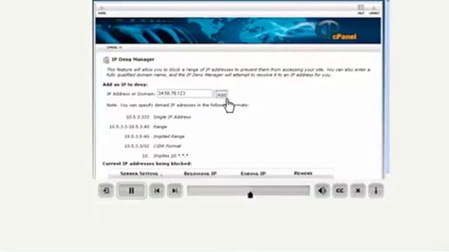 nicehost 8.1º tutorial cpanel - IP Deny Manager смотреть онлайн