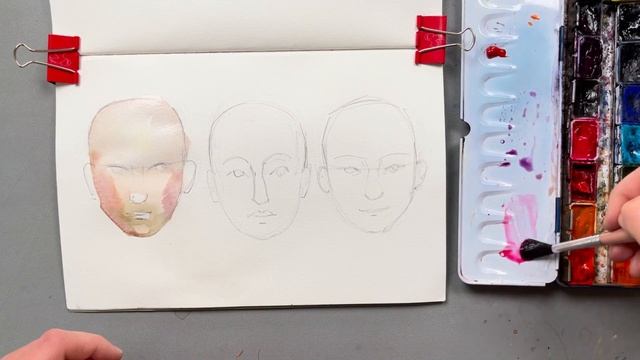 Как реалистично передать цвет кожи акварелью | Тон кожи | Цвета для написания акварельного портрета смотреть онлайн